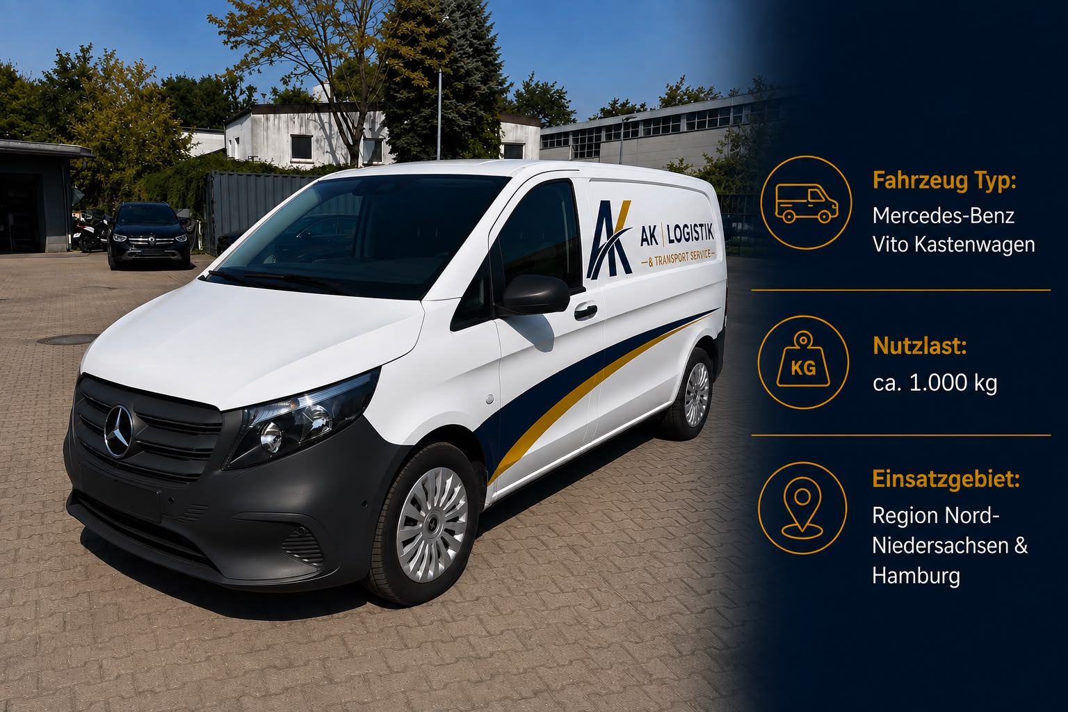 Mercedes-Benz Vito Kastenwagen – Nutzlast ca. 1.000 kg, Einsatzgebiet Region Niedersachsen & Hamburg